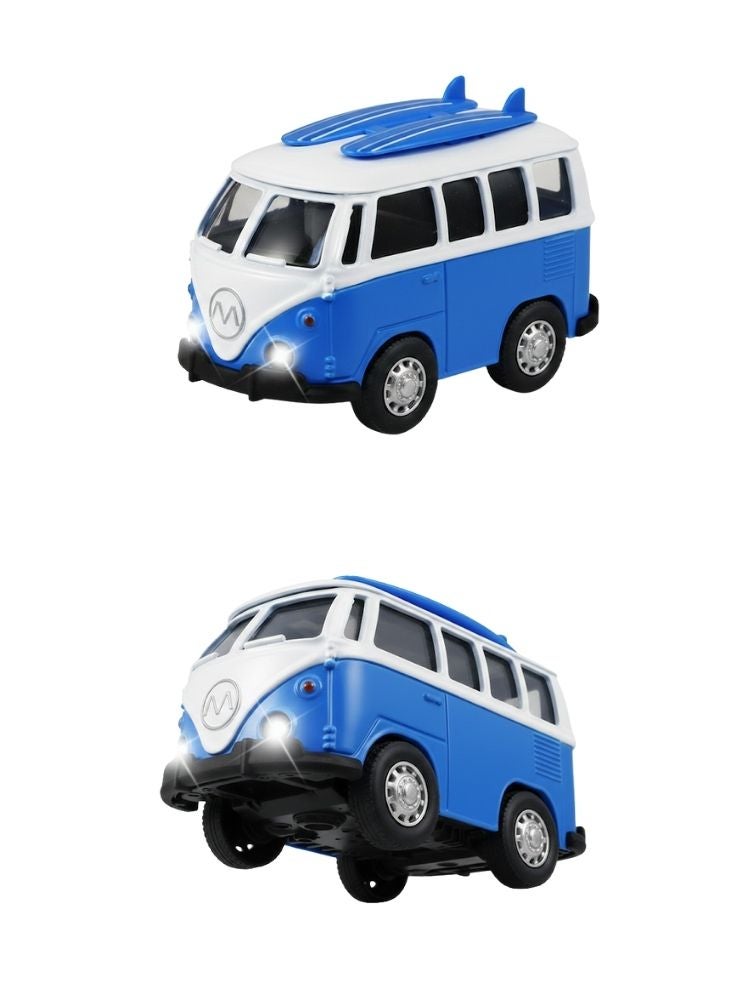 Premium Volkswagen-Style Classic Kombi Mini Bus Toy – Blue & White Vintage Van with Working Lights - Image 3